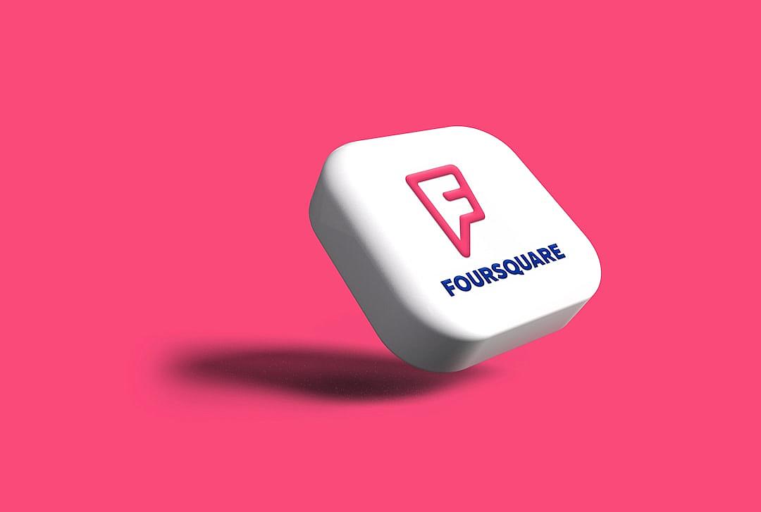 3D icon of “4 massacore” in white with blue text on a pink background, with a simple design in the Pixar style, featuring a levitating white cube logo for a social media app called F Scripture.