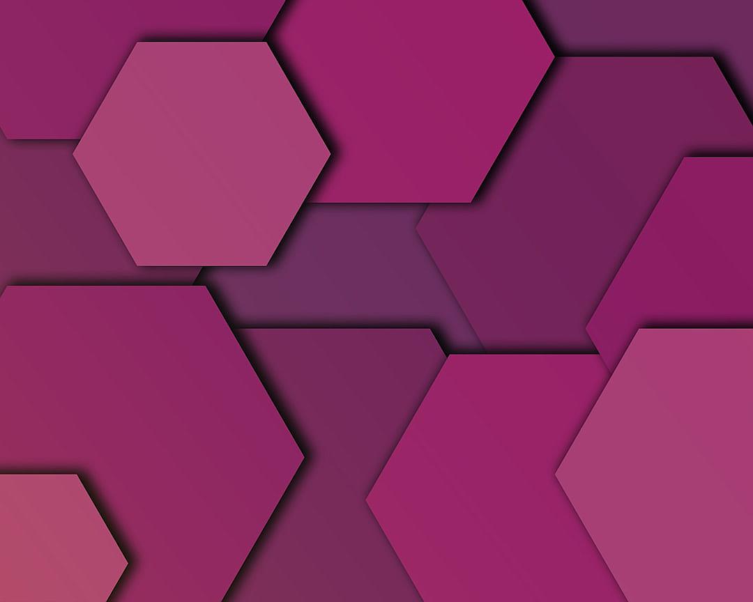 Pink purple background with hexagon shapes vector presentation template