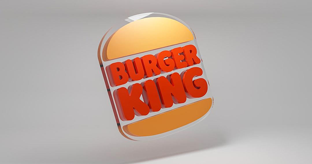 3d rendering of the logo for “BURLEG crud king” on an orange hamburger, white background, studio lighting, cinema4D render style, isometric view,