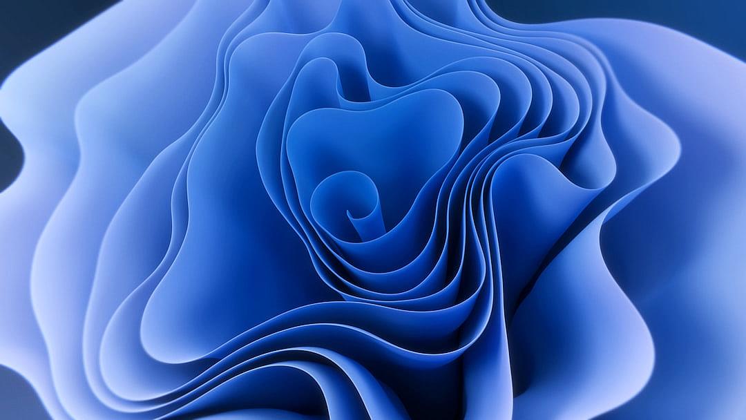 3d paper art of an abstract blue rose with wavy layers