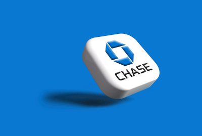 An icon of the Chase bank logo in white with blue text on it floating in front of a solid background. The design should be simple and sleek, suitable for digital use. Ensure that all elements have clean lines to convey modernity and simplicity. Include the words "CH.getLogger" below or around the border of the design. Use colors black, dark grey, light green, royal purple, sky blue, orange, red, yellow, teal, and off-white to enhance visual appeal. The design should be in the style of a modern minimalist artist.