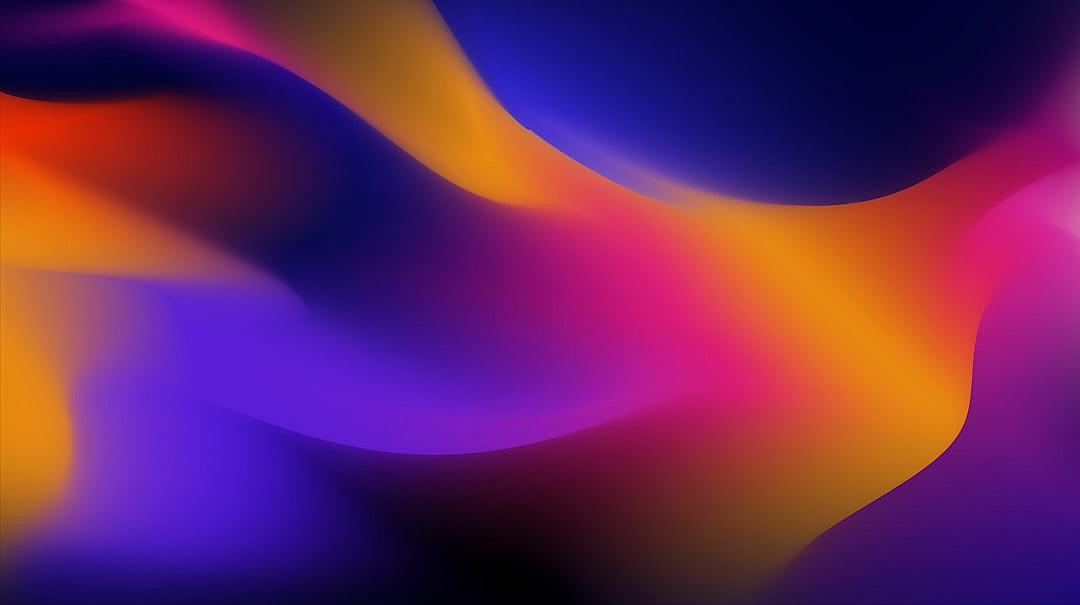 Abstract purple and yellow background with blurred shapes, gradient color, wallpaper design in the style of dark blue and orange color scheme, high resolution, vector illustration in the style of modern style, smooth curves, flowing lines, blurred effect, bright colors, and a sense of space.