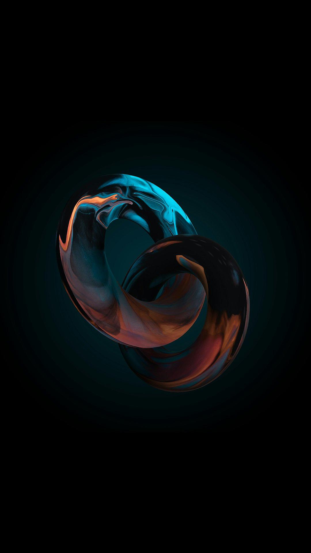 two semicircular transparent glass tubes overlapping in the center of an abstract composition, dark background, cyan and orange hues, fluid organic shapes, high definition, photorealistic, volumetric lighting, hyperrealism, octane render,