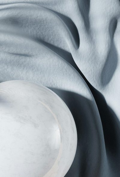 A closeup of the edge of an white marble bowl, resting on top of soft fabric that's gently swaying in gentle breeze. The focus is sharp and detailed, capturing every texture and detail with precision. In the background, there’s a subtle shadow cast by another object, adding depth to the scene. This shot highlights the smooth curves and delicate details of both elements, creating a sense of calmness and simplicity. Shot from above, focusing on the reflection and play between light and shadows.