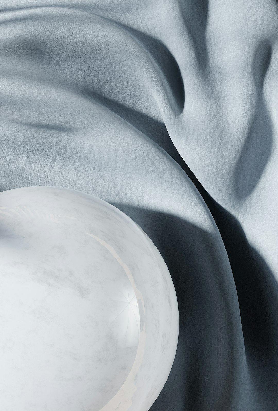 A closeup of the edge of an white marble bowl, resting on top of soft fabric that’s gently swaying in gentle breeze. The focus is sharp and detailed, capturing every texture and detail with precision. In the background, there’s a subtle shadow cast by another object, adding depth to the scene. This shot highlights the smooth curves and delicate details of both elements, creating a sense of calmness and simplicity. Shot from above, focusing on the reflection and play between light and shadows.