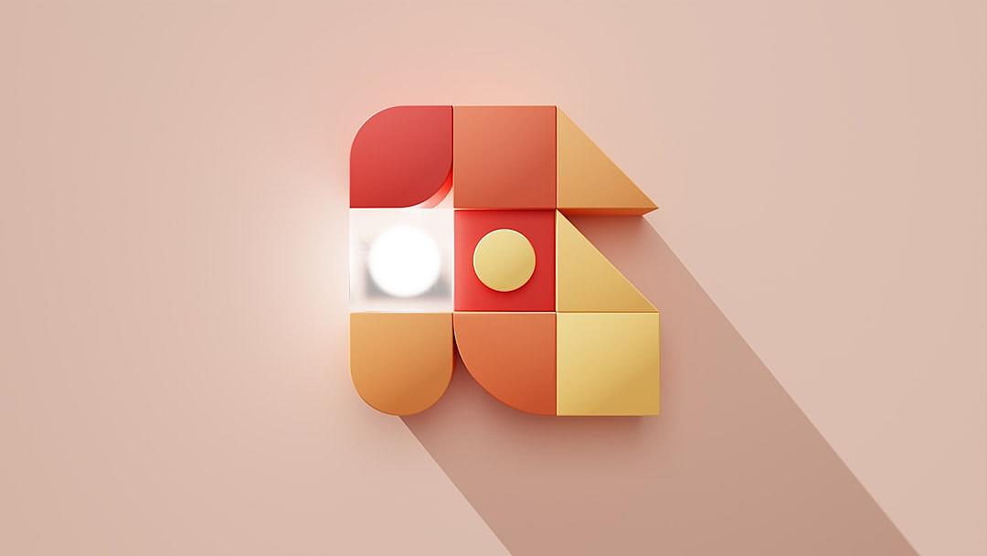 logo design, simple shapes of red and orange and yellow geometric blocks in the shape of letter “B”, light pink background, minimalistic style, flat vector graphics, 3d rendering, shadows and highlights, by [James Gilleard](https://goo.gl/search?artist%20James%20Gilleard), logo for art brand ‘l Display’, professional graphic designer’s work, high resolution, white background,