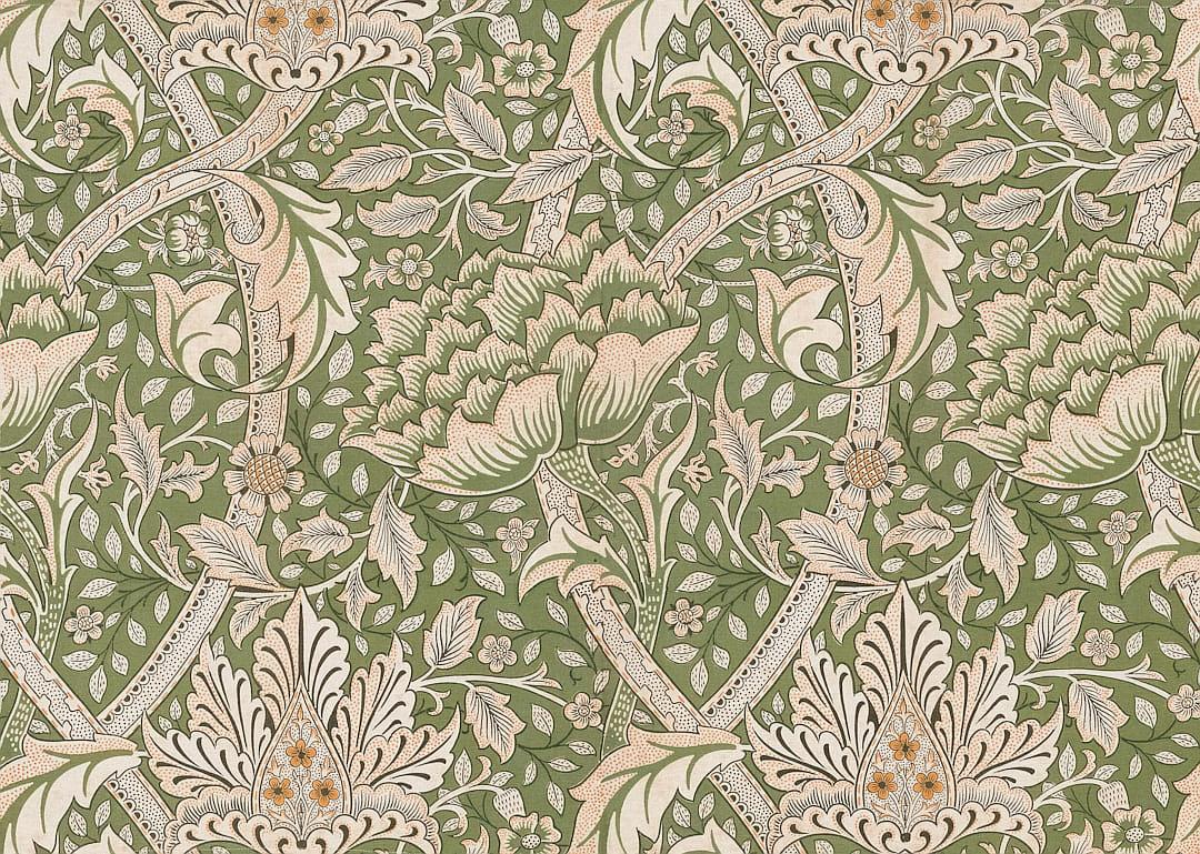 beautiful vintage pattern in the style of [William Morris](https://goo.gl/search?artist%20William%20Morris), green and beige, intricate details, high resolution