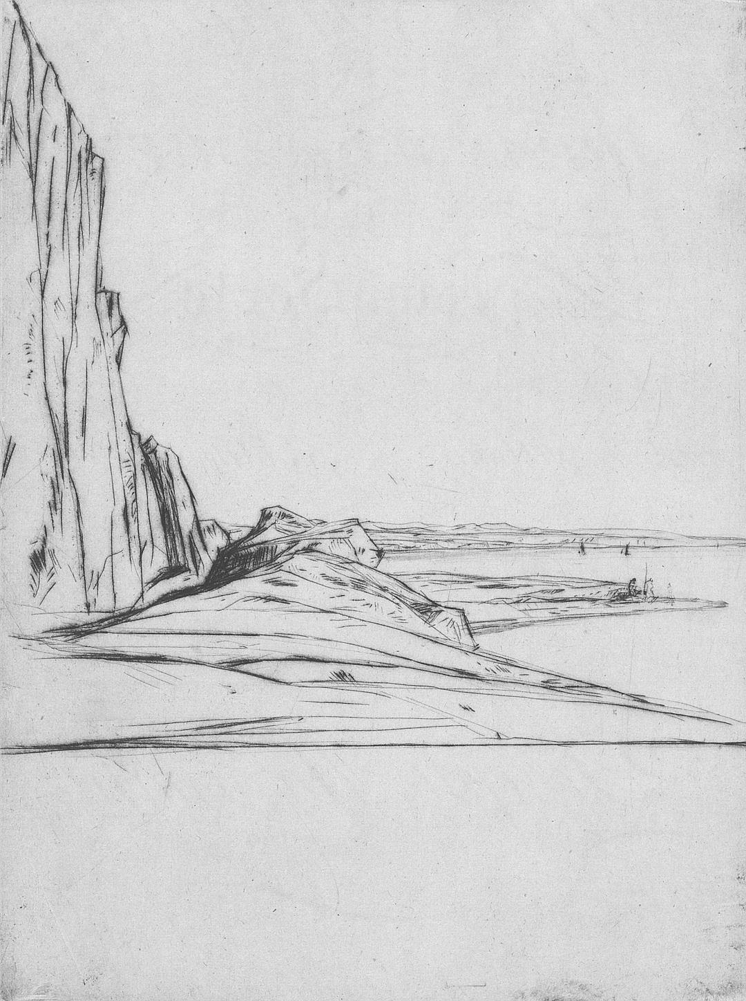 simple pencil line drawing of the daleelah cliffs, in the style of [Edward Hopper](https://goo.gl/search?artist%20Edward%20Hopper) and in the style of arnold bocklin