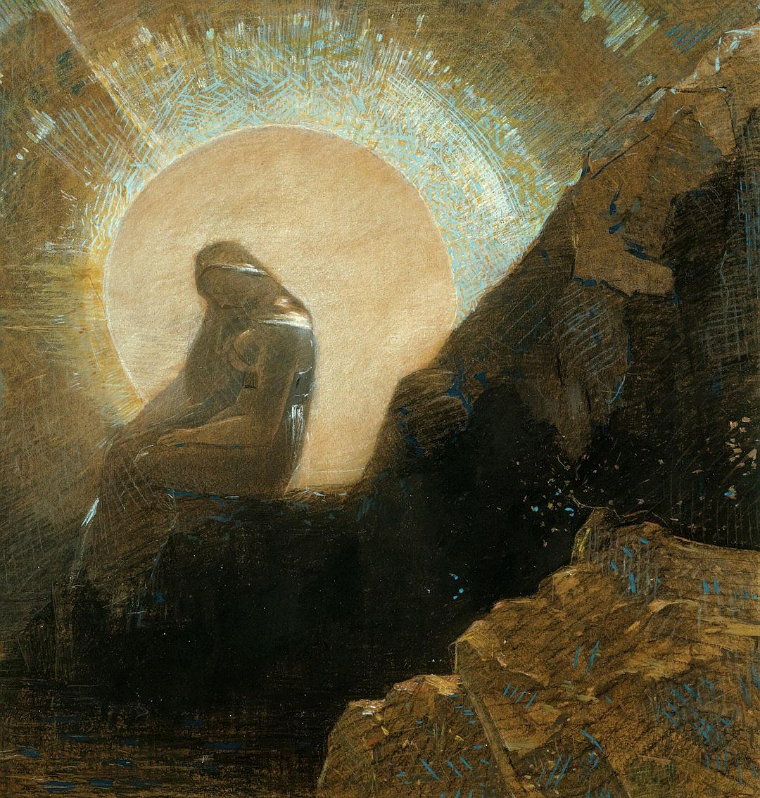 The sun is shining, the shadow of an ancient pharaoh in dark rocks, in the style of [Jules Joseph Lefebvre](https://goo.gl/search?artist%20Jules%20Joseph%20Lefebvre) and in the style of [Max Ernst](https://goo.gl/search?artist%20Max%20Ernst), oil painting, light golden yellow light cyan color scheme.