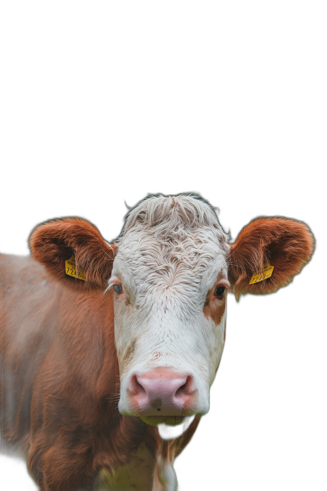 A cute cow looking at the camera, isolated on black background, portrait photo  Transparent Background