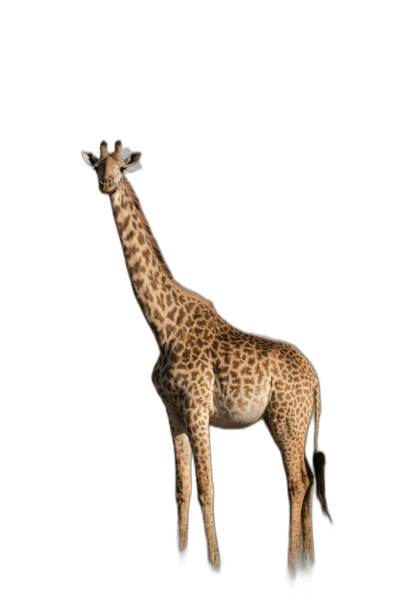 Giraffe standing in the dark, isolated on black background, high resolution photography  Transparent Background