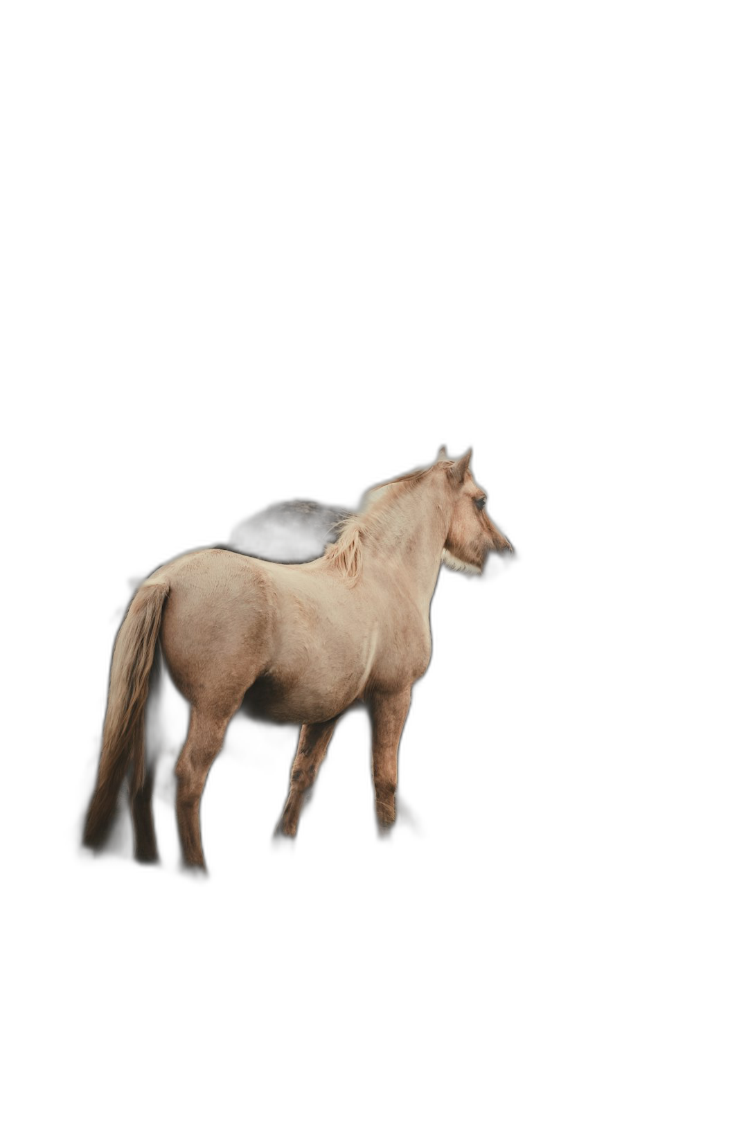 A minimalistic photo of a white horse against a black background, in the style of color photography by [Nobuyoshi Araki](https://goo.gl/search?artist%20Nobuyoshi%20Araki) and in the style of Boticelli and in the style of [Alejandro Jodorowsky](https://goo.gl/search?artist%20Alejandro%20Jodorowsky).  Transparent Background