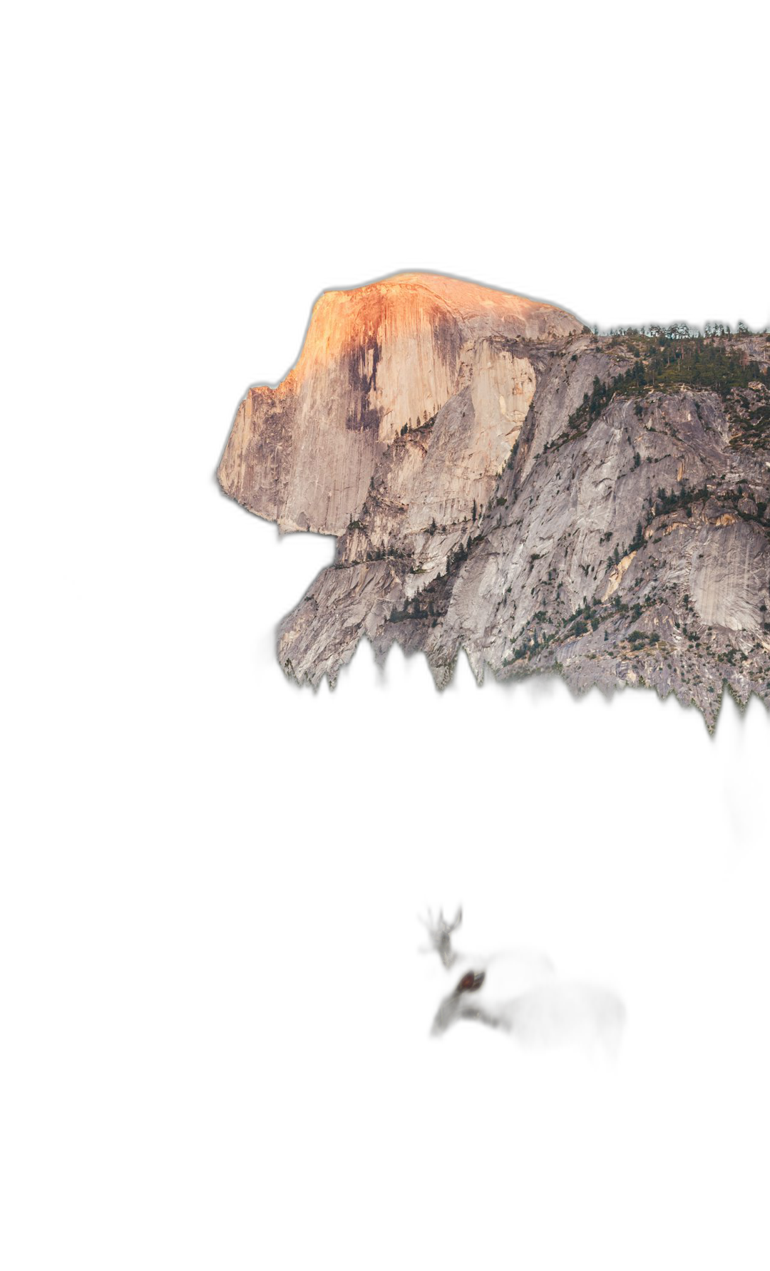 A silhouette of the half dome in Yosemite against black background, glowing from behind, at night, seen from far away, hyper realistic, high resolution photography, insanely detailed, fine details, isolated on blank black background, isolated by white border around photo, isolated by pure deep color background  Transparent Background