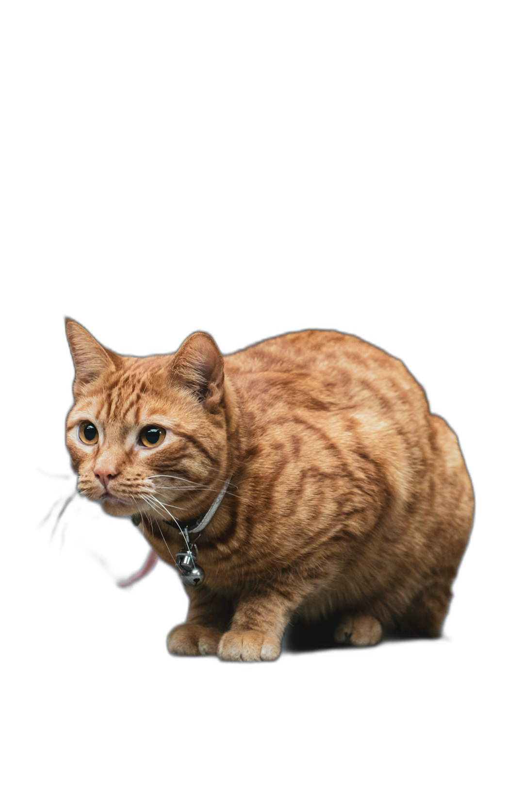 orange cat with collar, full body, isolated on black background, high resolution photography  Transparent Background