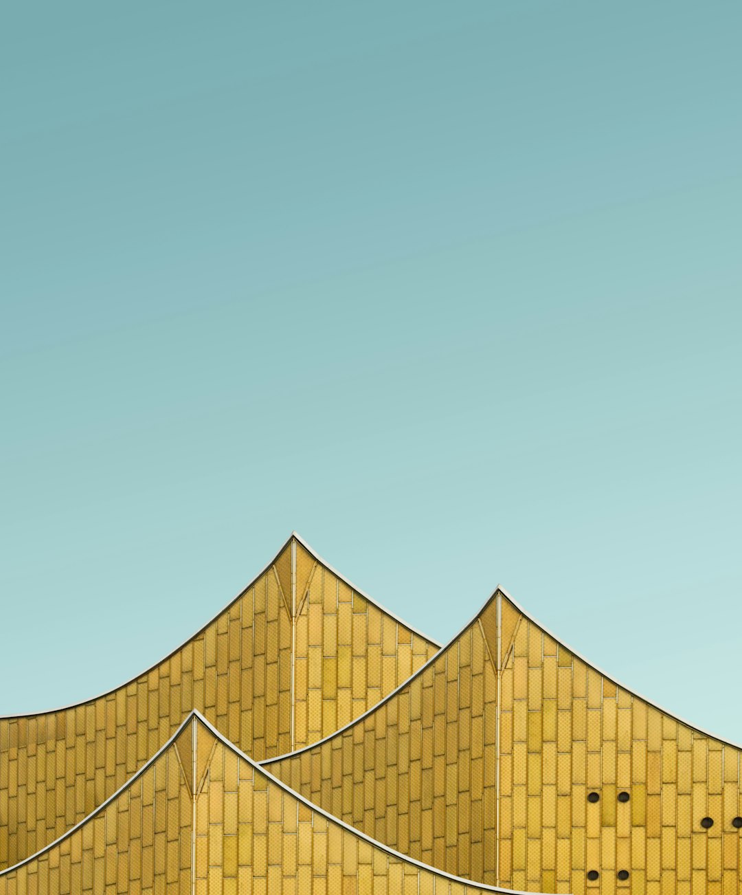 minimalist photo of the roof top gold building in the style of [Tadao Ando](https://goo.gl/search?artist%20Tadao%20Ando). Convention Center in Berlin, clear sky, award winning photography in the style of [Wes Anderson](https://goo.gl/search?artist%20Wes%20Anderson).