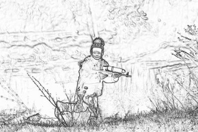 A child playing the violin, standing on grass near water and trees, pencil sketch drawing in black and white with white background. The scene is captured from an eyelevel perspective, focusing only on the girl's figure against nature's backdrop. She has long hair tied back into pigtails and wears winter  with boots, holding her musical instrument elegantly. Her expression conveys joy as she plays, creating a lively atmosphere. in the style of [Robert Bissell](https://goo.gl/search?artist%20Robert%20Bissell), [Tove Jansson](https://goo.gl/search?artist%20Tove%20Jansson), [James Gilleard](https://goo.gl/search?artist%20James%20Gilleard), in the style of Anna Heim and Dario Argento.