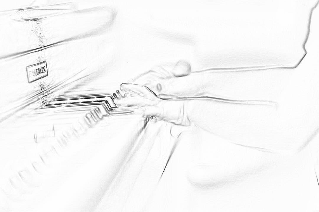 Pencil sketch of the hands playing piano, white background, simple lines, high resolution, high quality, high detail, hyper realistic, hyper detailed rendering, high definition, high contrast, professional photography, sharp focus, depth of field, super clear details, super cinematic, studio lighting, shot with Canon camera