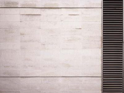 white travertine wall with horizontal slats on the right side, minimalistic, architectural photography, --ar 4:3