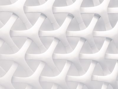 3d render of white abstract background with interwoven curves and arches. The pattern is made from thin, intertwined lines that create an intricate design. It has a modern aesthetic with soft lighting that highlights the contours of each curve. --ar 4:3