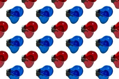 3d render of red and blue light bulbs on white background seamless pattern, seamless pattern --ar 128:85