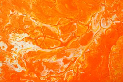 Abstract orange and white acrylic paint background, texture of liquid marble, oil painting. Abstract background with fluid pattern. Modern art. --ar 128:85