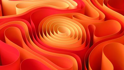 3d render of abstract background with red and orange colors, 2D paper cut shapes, waves --ar 16:9