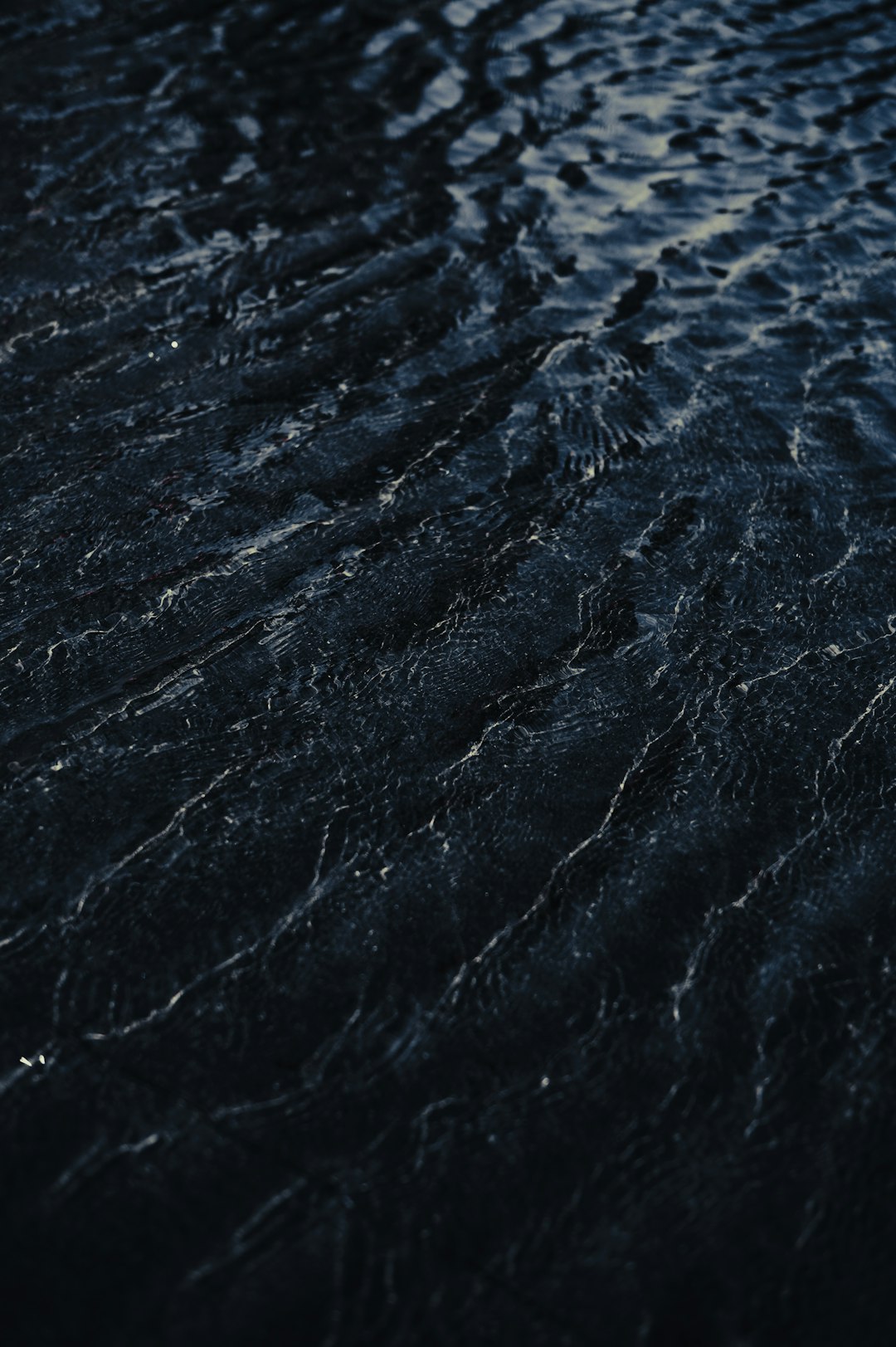 Dark waters, ripples on the surface, top view, high resolution photography, hyper realistic in the style of cinematic light, high contrast –ar 85:128