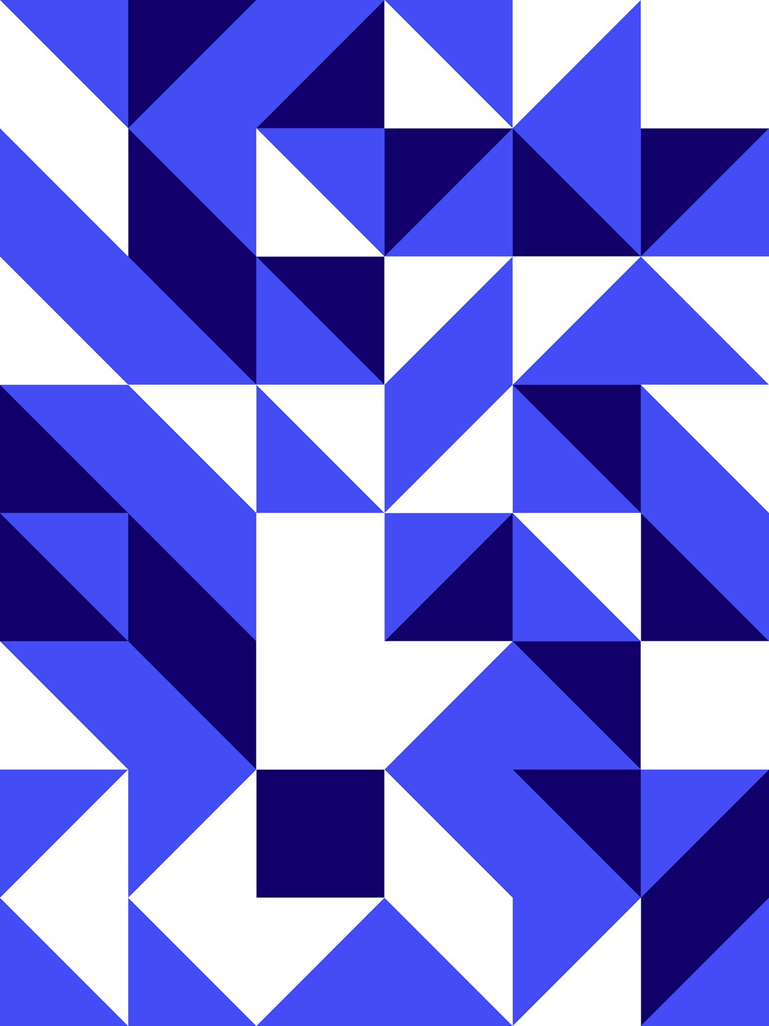 A geometric pattern with deep blue triangles and white squares, designed for use in graphic design projects, such as packaging or branding. The flat color background enhances the visual appeal of these shapes. vector illustration. –ar 3:4