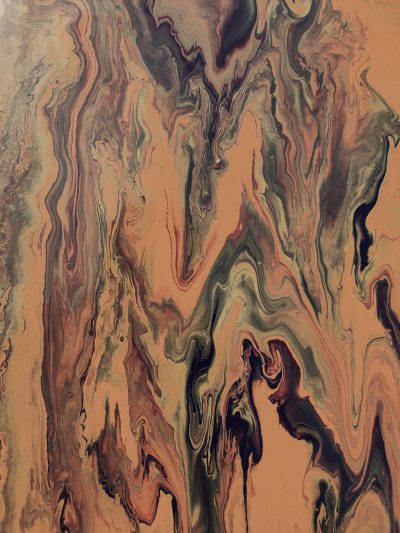 abstract fluid art, brown and green with peach tones, high detail, --ar 3:4