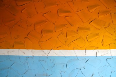 orange and blue color, orange wall with a white line on it, painted texture, detailed --ar 128:85