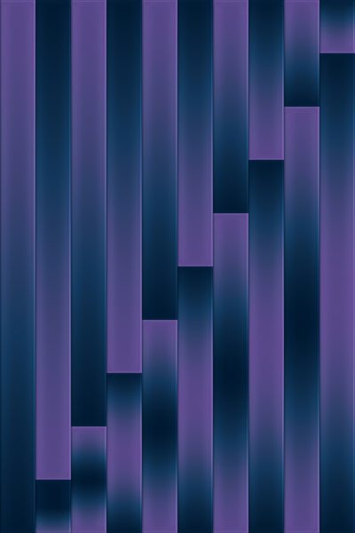 Dark Purple and Dark Blue, Abstract Background with Geometric Shapes. A simple regular pattern of vertical stripes that create an abstract design. The colors should be dark purple and deep blue, creating contrast against the black background to highlight each strip's shape and texture. This design is perfect for those who like modern art or digital backgrounds, in the style of geometric shapes. --ar 85:128