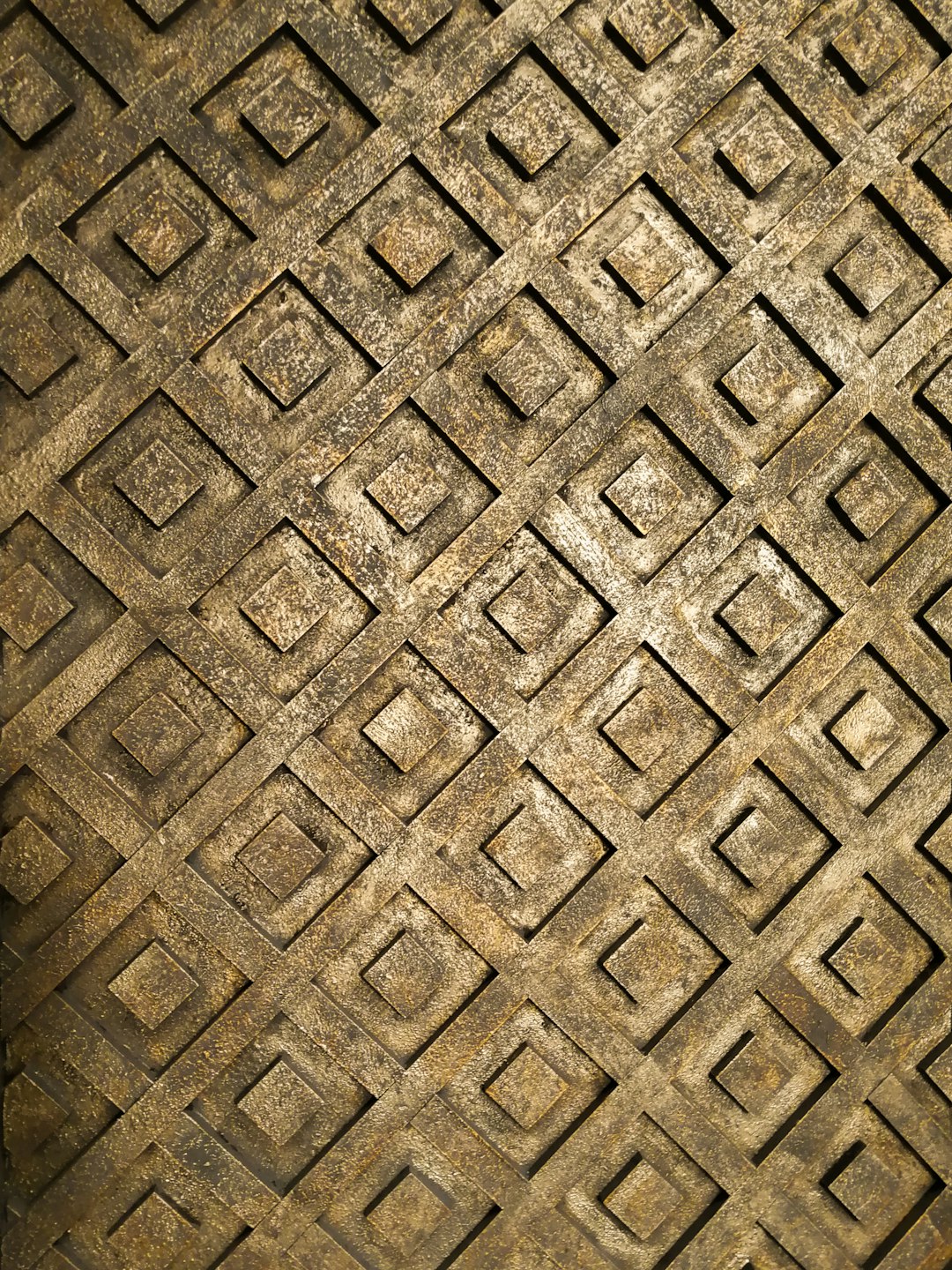 Ancient Chinese bronze pattern, square pattern with cross-shaped shadows, top view, background image, flat view, stone texture, stone carving, carved patterns in the style of ancient chinese copper door –ar 3:4