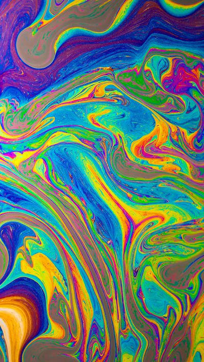 A photo of a psychedelic oil painting slicked in colorful swirls in the style of an abstract artist. --ar 9:16