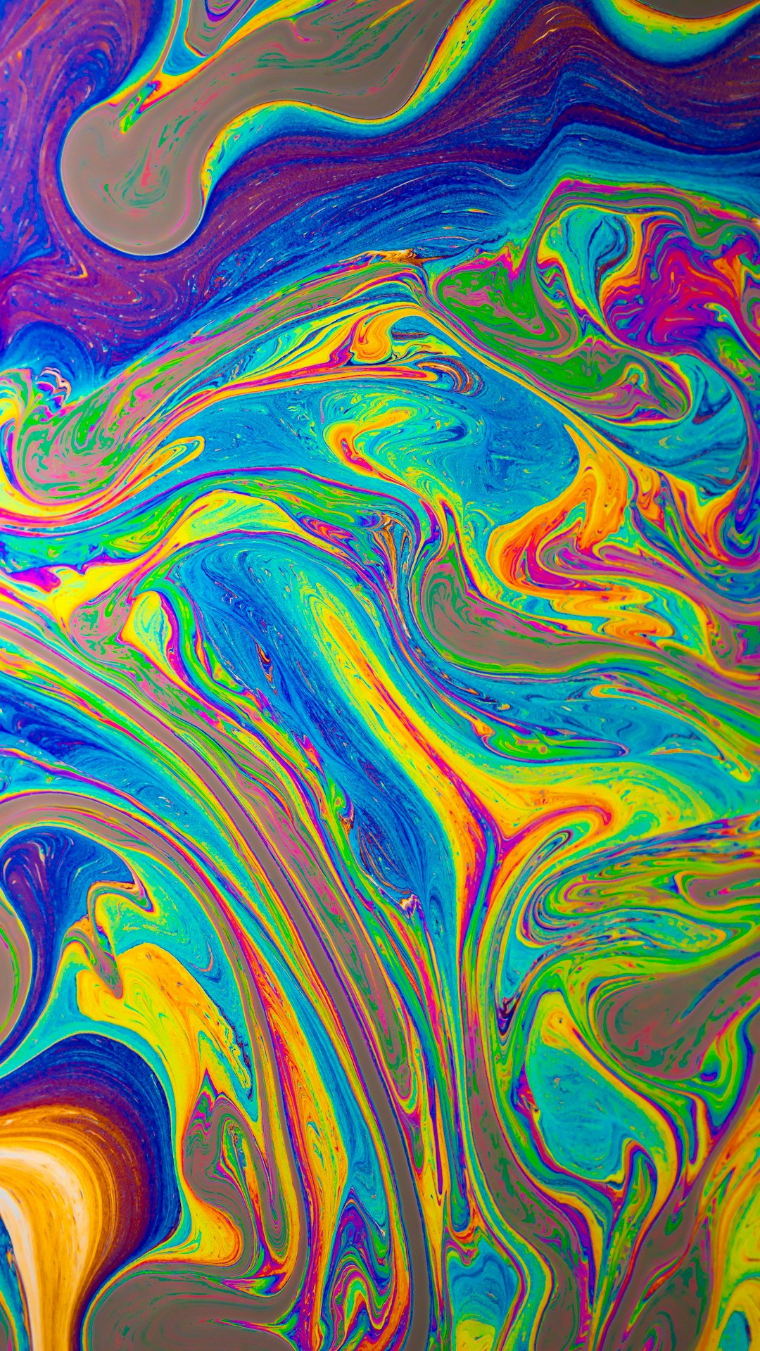 A photo of a psychedelic oil painting slicked in colorful swirls in the style of an abstract artist. –ar 9:16