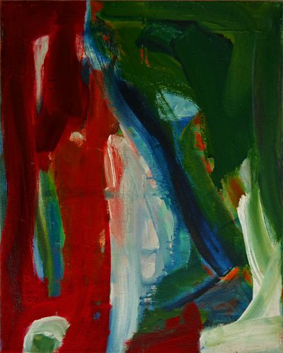 An abstract painting of red, green and blue colors, in the style of Peter Honek, with thick brush strokes. --ar 51:64