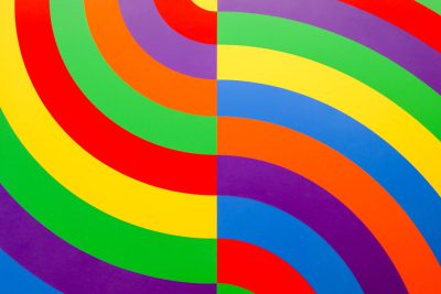 An abstract painting with colorful stripes, in the style of ponyo, featured on flickr, striped background, minimalism, with a purple background, rainbow colors, rainbowcore, rainbow, in the styles of [Victor Vasarely](https://goo.gl/search?artist%20Victor%20Vasarely) and WimmerFries --ar 128:85