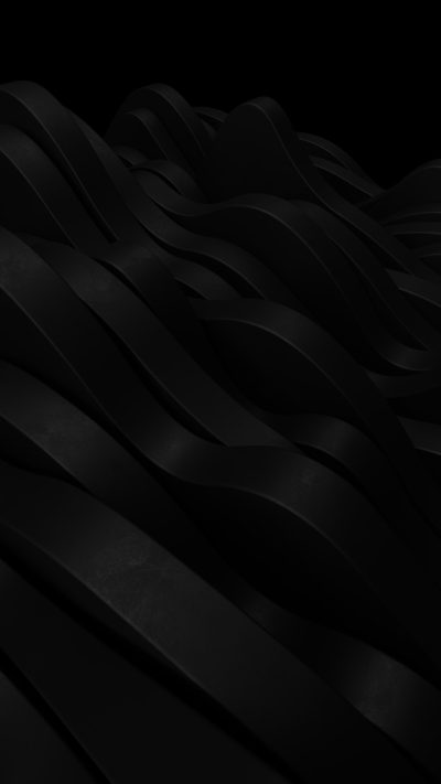 Black background with a 3D wavy texture, high contrast, minimalist style, symmetrical composition, dark tones, soft lighting, wide-angle lens, blurred effect, modernity, simplicity and mystery. Black abstract background with three-dimensional waves, high definition, high resolution, no text or letters in the picture. --ar 9:16