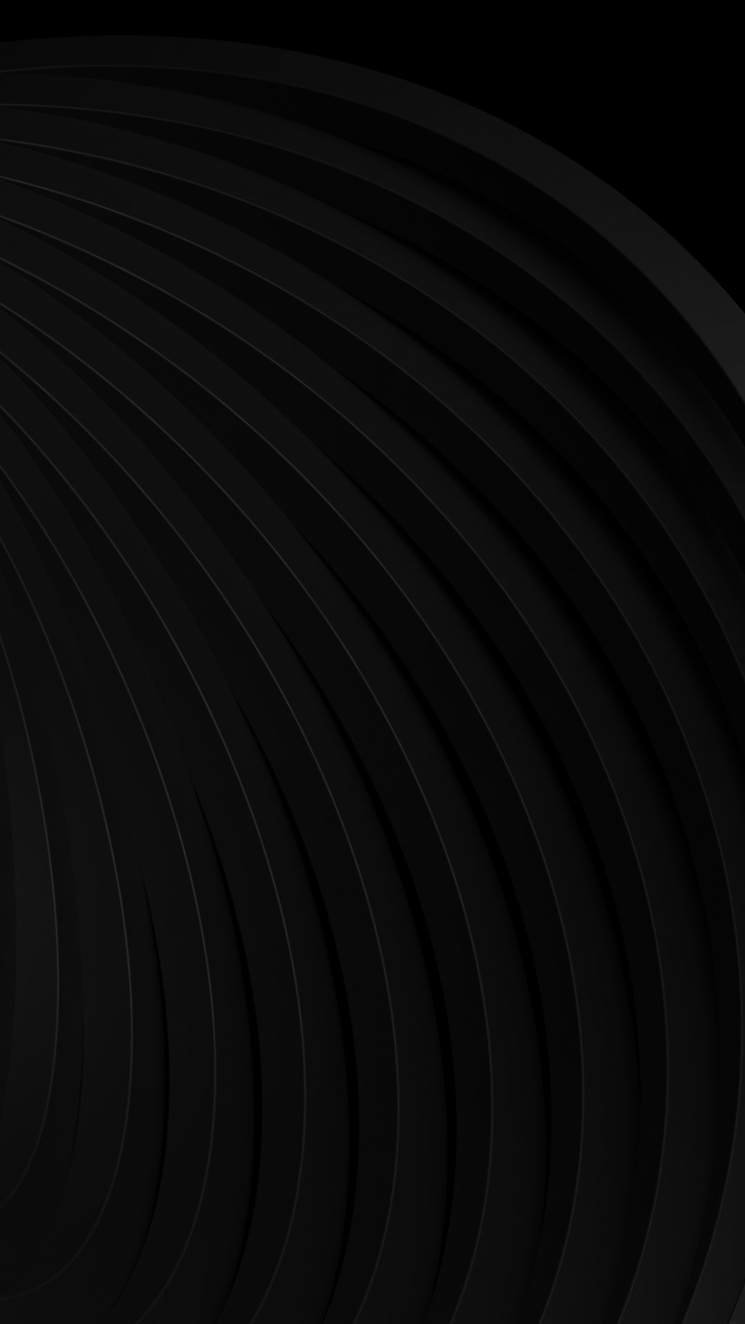 Black background with curved lines, simple and elegant, high-end feel, minimalist style, black gradient background, circular pattern, smooth curves, light and shadow effects, minimalist design, geometric shapes, high-definition quality, high resolution. –ar 9:16