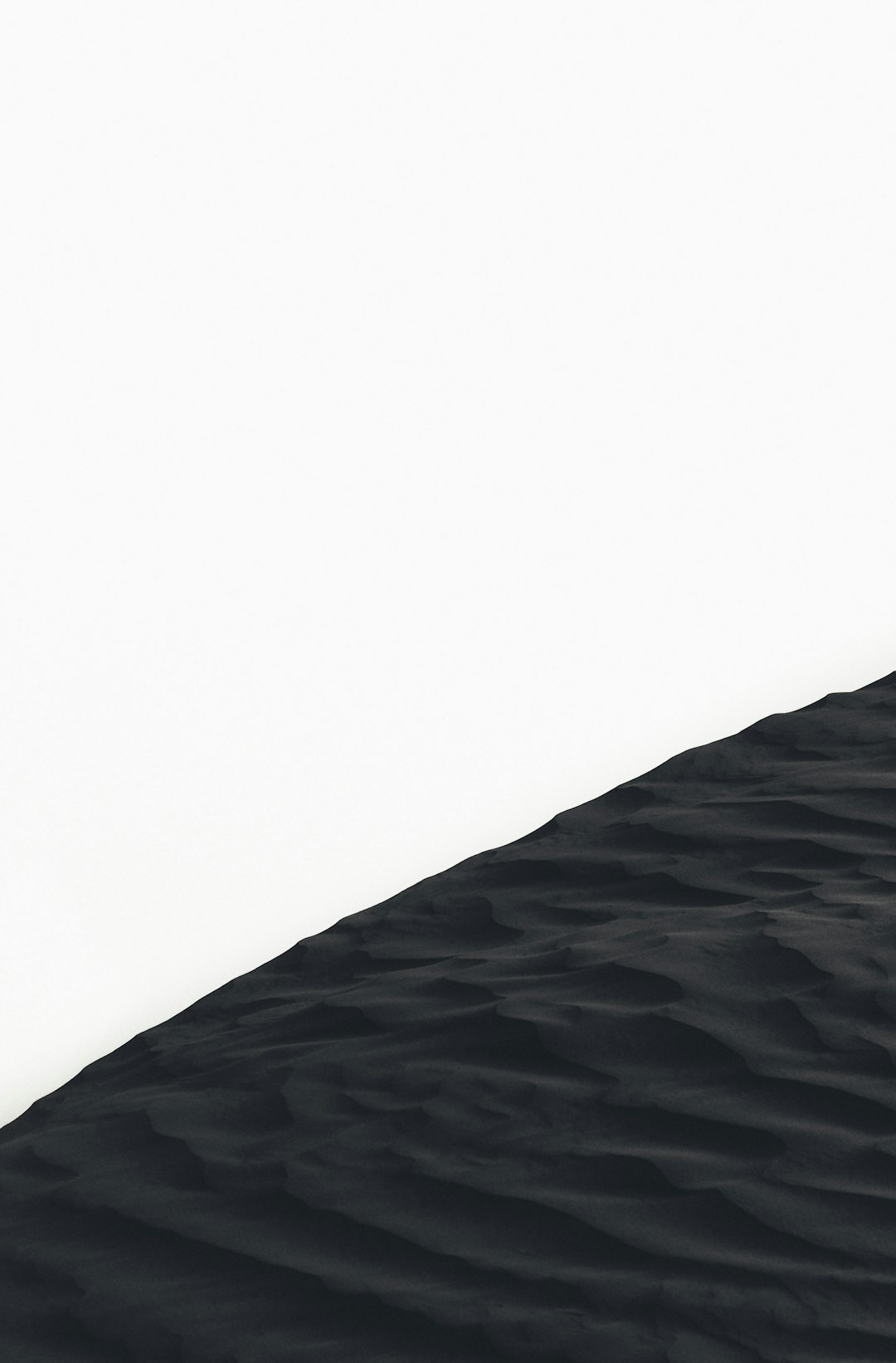 Black sand dune, minimalism, white background, high resolution photography, hyper realistic –ar 21:32