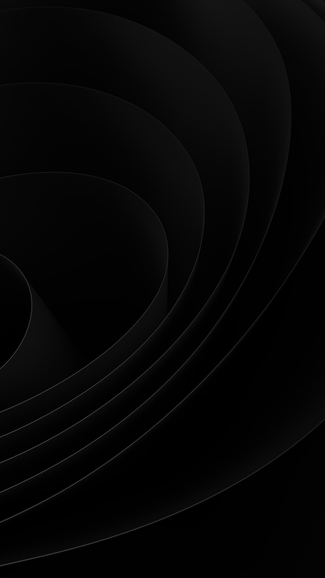 Black background with gradient lines, simple and elegant style, dark gray and black styles, round shape, dark silver light color scheme, highend feel, simple and atmospheric design. The curved paper is used to create the abstract pattern of threedimensional curves on the screen, creating an overall sense of depth and texture. High resolution, high quality, high detail, and a sense of luxury. –ar 9:16