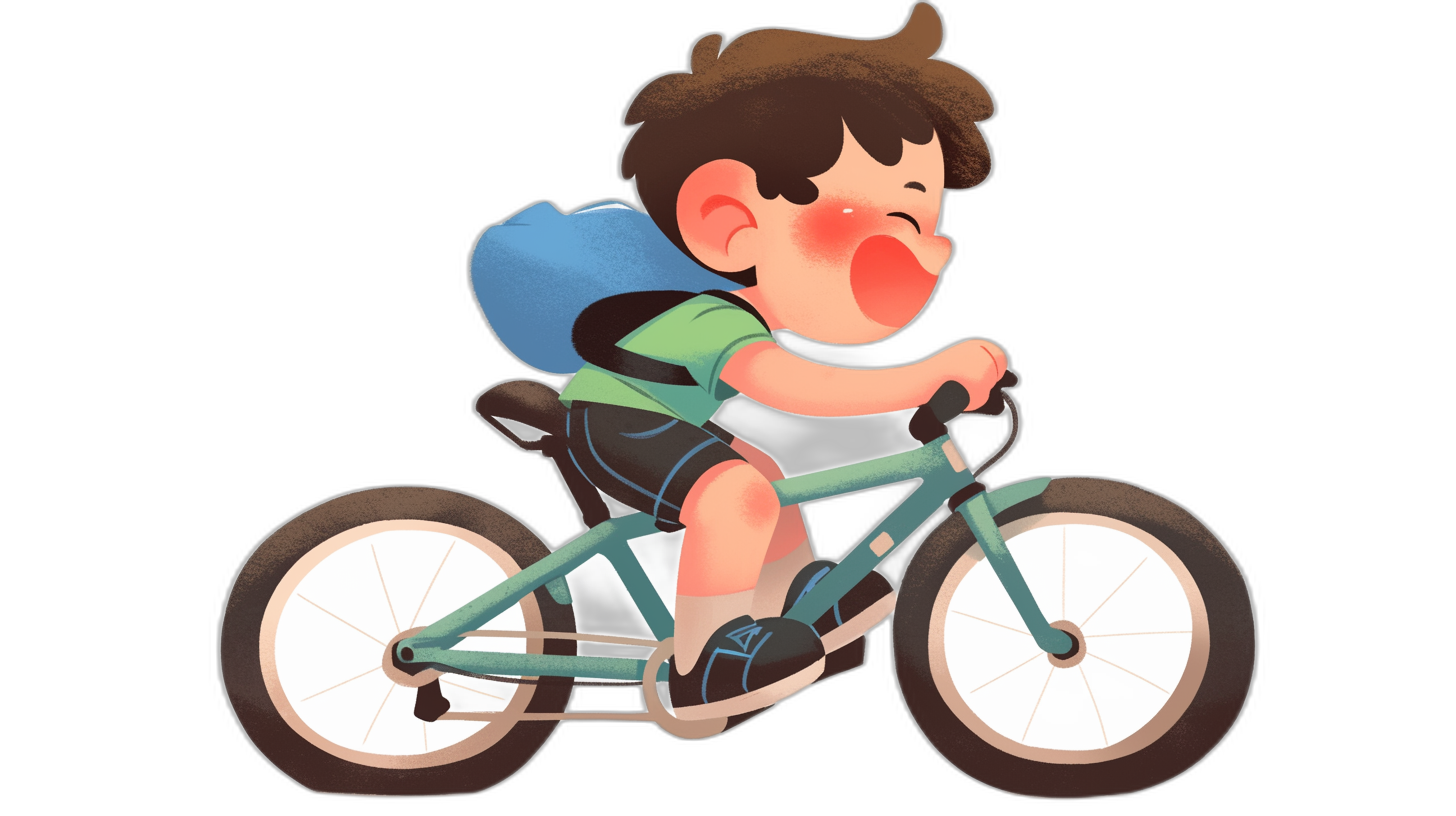 Cute cartoon boy riding bike, flat illustration style, simple and clean black background, colorful animation stills, in the style of [Fang Lijun](https://goo.gl/search?artist%20Fang%20Lijun), in the style of sōtakustyle character design, tondo