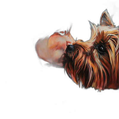 an oil painting of the side profile face and head only, of an Yorkshire Terrier looking at you on black background, hyper realistic , high resolution, dark shadows, 8 k, cinematic light