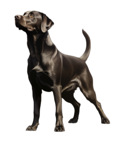 full body view of labrador, black background, digital art style