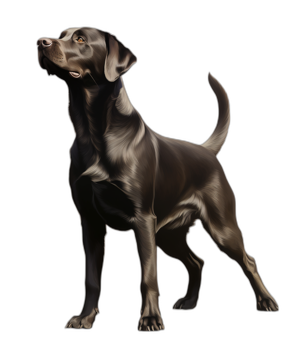 full body view of labrador, black background, digital art style