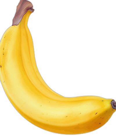 A banana, yellow color, clip art style, black background, high resolution