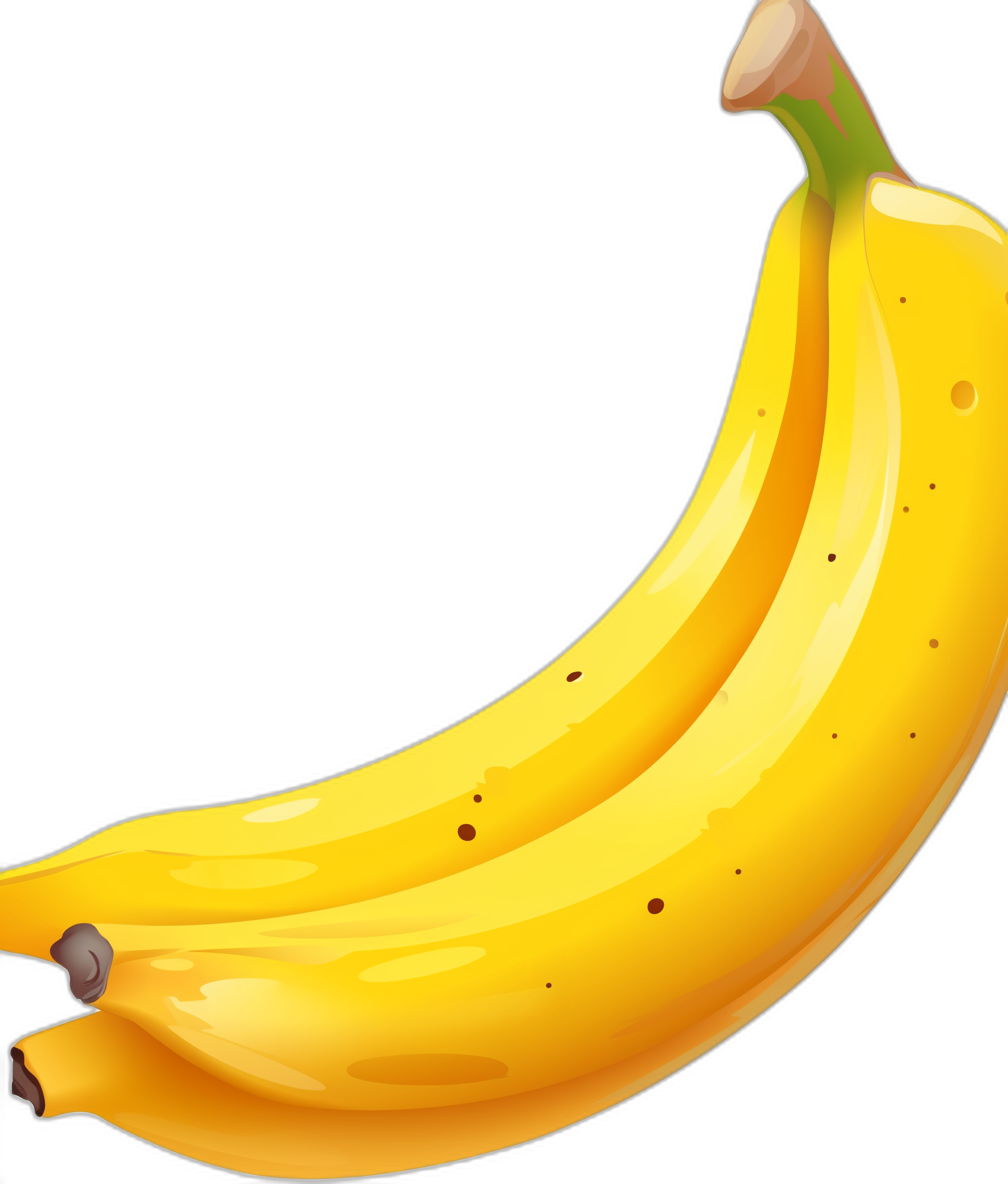 A vector banana on a black background, in the cartoon style, with high resolution