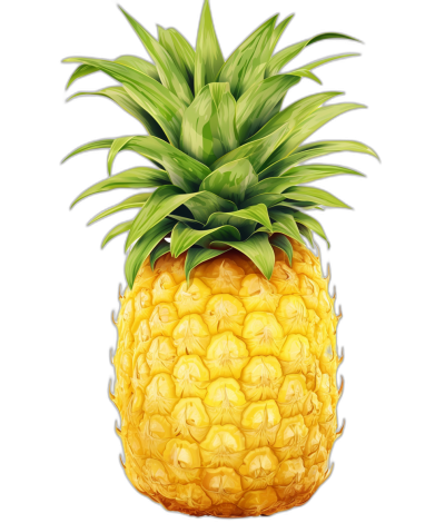 illustration of pineapple, on black background, high resolution, high detail, digital art