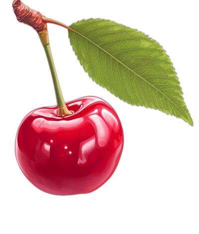 cherry with leaf, vector illustration on black background, digital art , drawing by [Greg Rutkowski](https://goo.gl/search?artist%20Greg%20Rutkowski) and [Atey Ghailan](https://goo.gl/search?artist%20Atey%20Ghailan), Pixar style cartoon