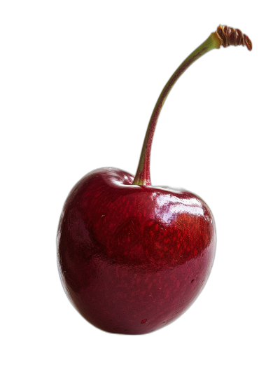 A cherry, black background, high resolution photography, hyper realistic