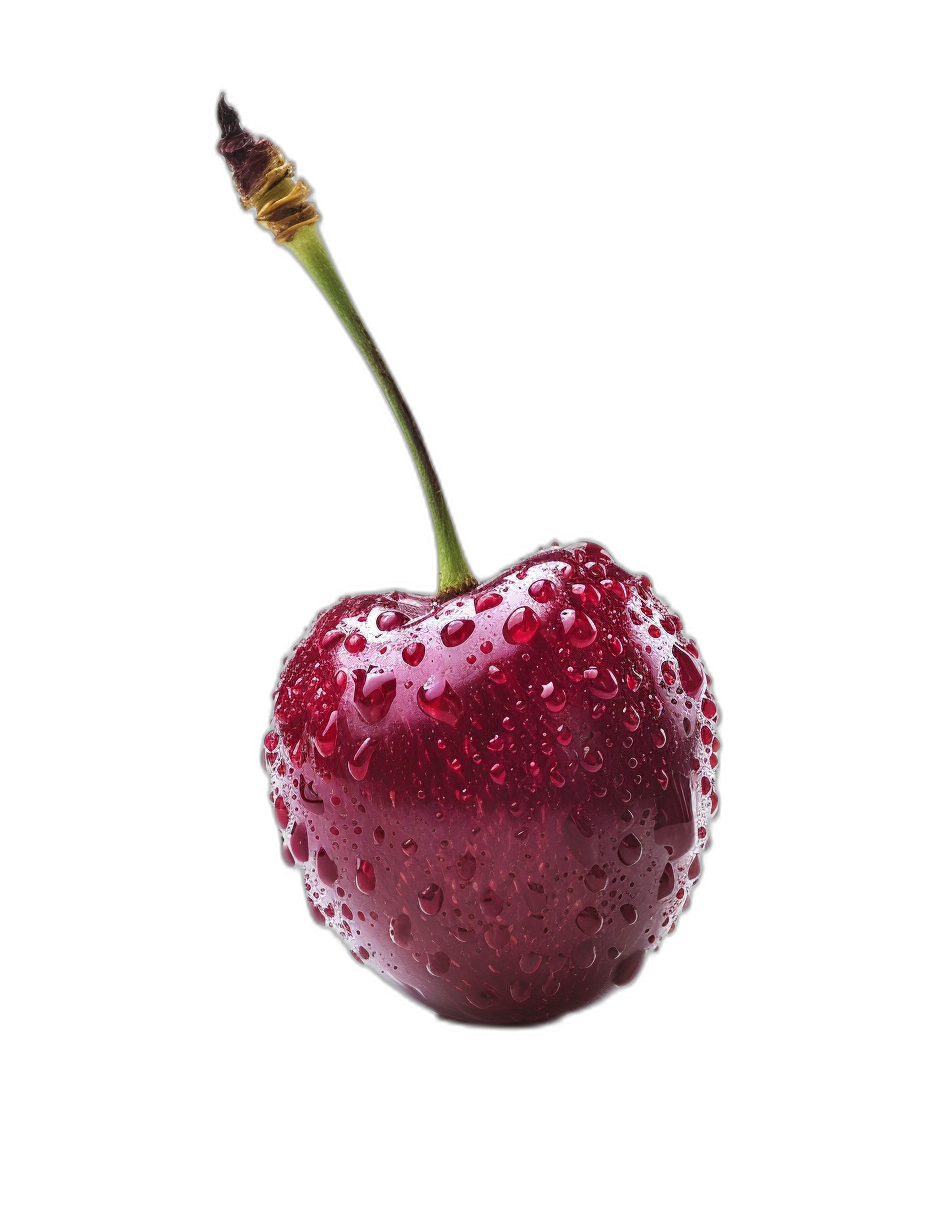 A single cherry with water droplets on it, isolated against black background, studio photography, macro shot by [David LaChapelle](https://goo.gl/search?artist%20David%20LaChapelle) and [Richard Avedon](https://goo.gl/search?artist%20Richard%20Avedon), sharp focus, highly detailed